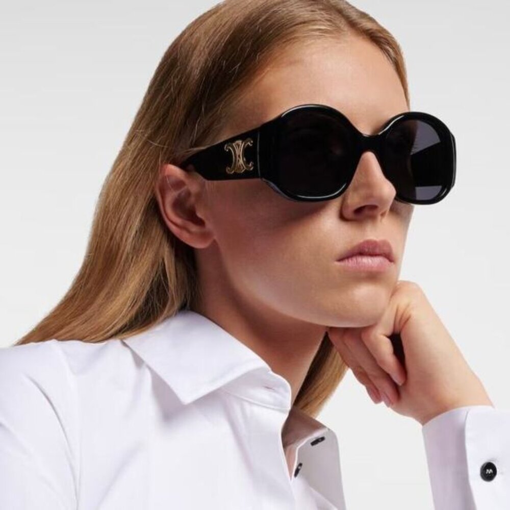 NEW CELINE SUNGLASSES, WOMEN BLACK OVERSIZED EYEWEAR CELINE CL40305U 01A